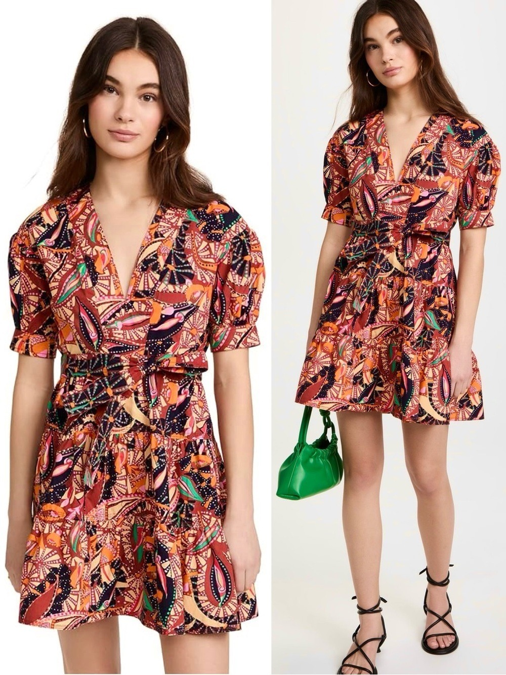 A.L.C. Carey Printed Puff Sleeve Dress